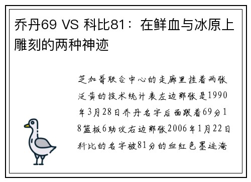乔丹69 VS 科比81：在鲜血与冰原上雕刻的两种神迹
