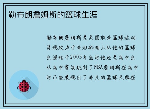 勒布朗詹姆斯的篮球生涯